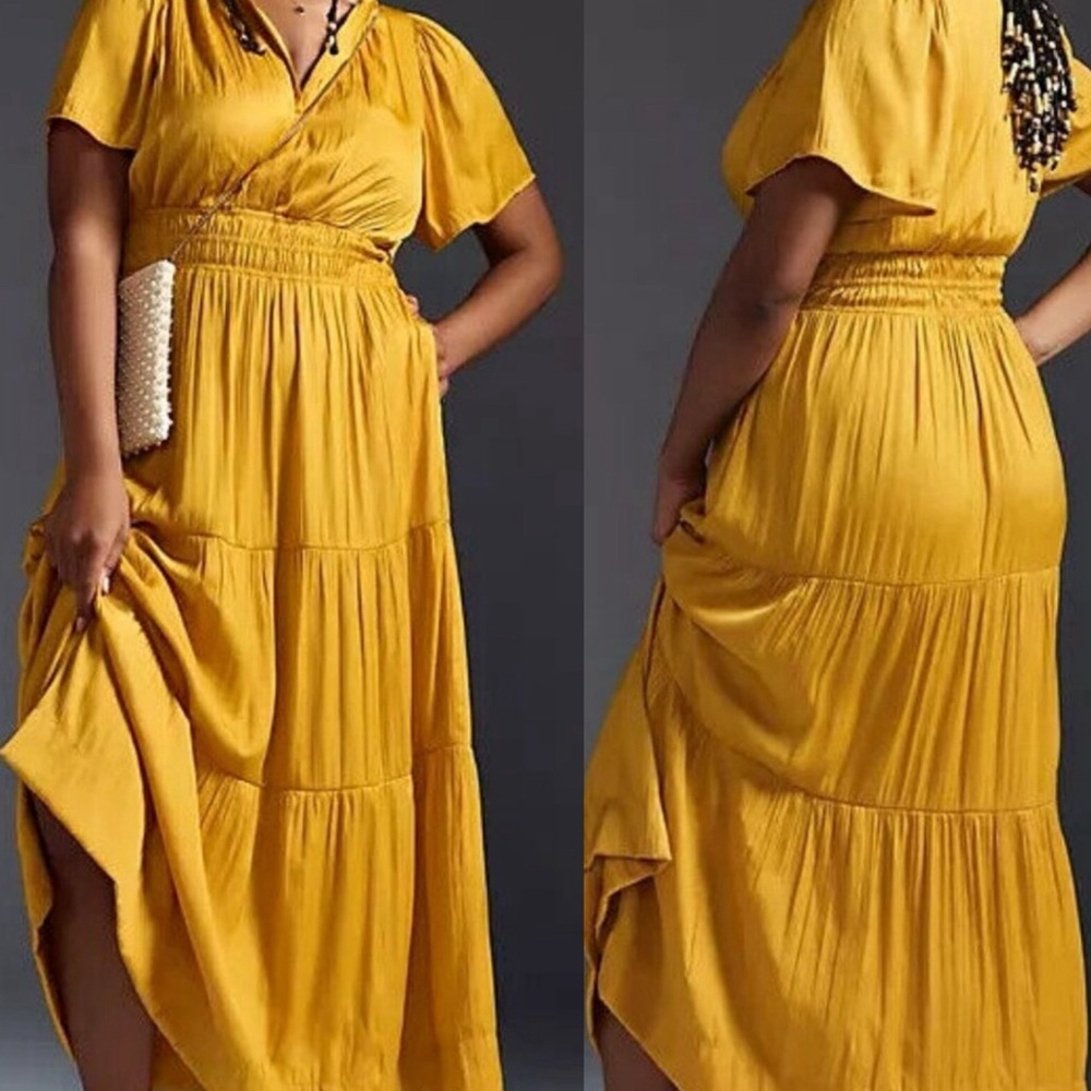 Anthropologie Somerset Satin Edition in Gold Mango - Picture 1 of 6